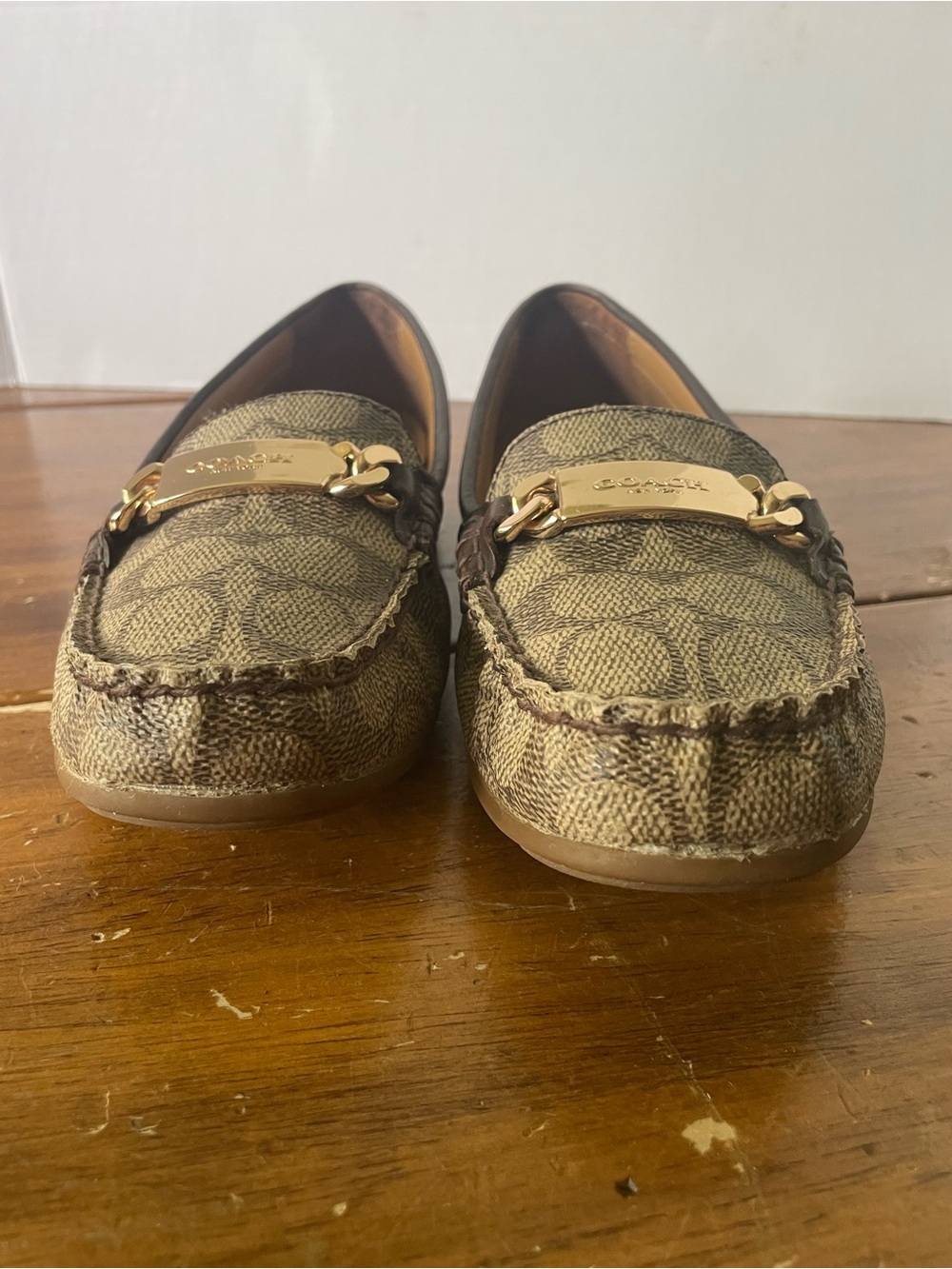 Coach Jacquard Loafers Driving Moccasin shoes flats Leather Signature Logo 7.5 - Picture 4 of 12